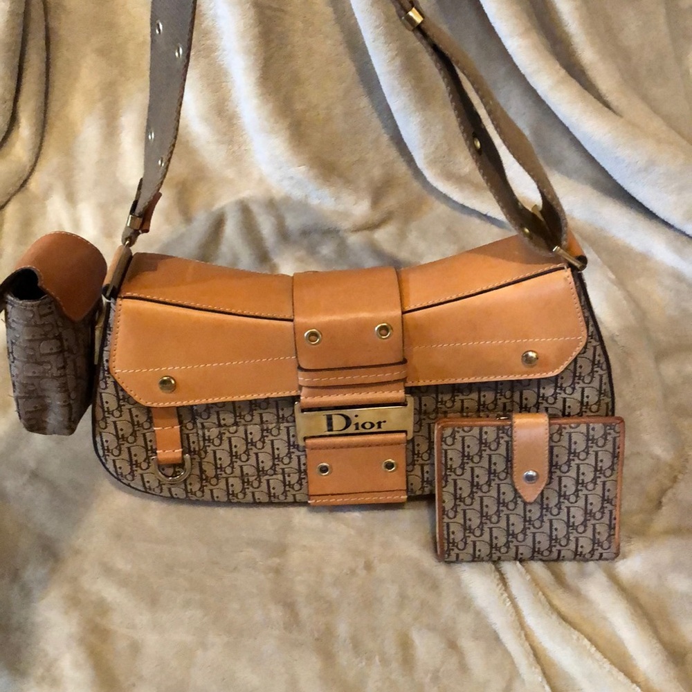 Tan and brown authentic Dior handbag.